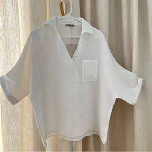 FRANCESCA BETTINI Linen Shirt - Dropped Shoulder Oversized Linen Shirt Small